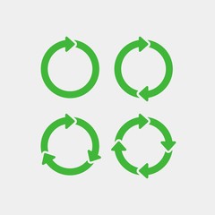 Recycling flat vector icons set. Arrows flat vector icons set