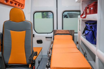 Interior of an empty ambulance car