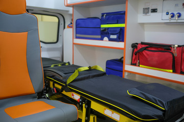 Interior of an empty ambulance car