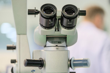 Fototapeta na wymiar Professional medical laboratory microscope