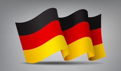 Germany waving flag icon isolated, official symbol of country, horizontal black, red and yellow stripes, vector illustration