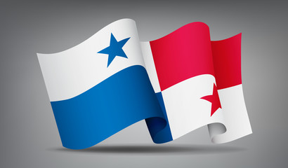 Panama waving flag icon isolated, official symbol of country, white, red and blue with stars, vector illustration