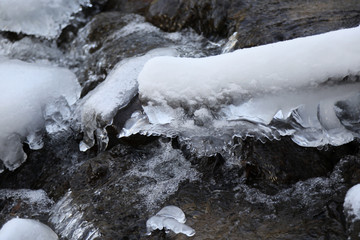 Frozen rocks in the river
