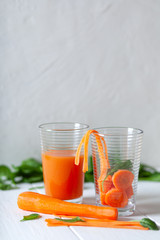Carrot juice. Fruit and vegetable mix. Vegan Breakfast