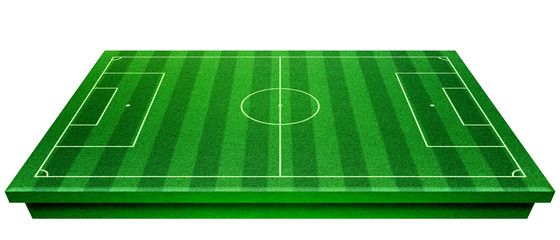 Perspective of football field, Soccer field collection. Football stadium with white lines marking the pitch. Perspective elements. 3d illustration. © oobqoo