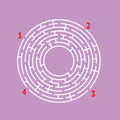 Abstract round maze. Game for kids. Puzzle for children. Find the right path. Labyrinth conundrum. Flat vector illustration isolated on color background. With place for your image.