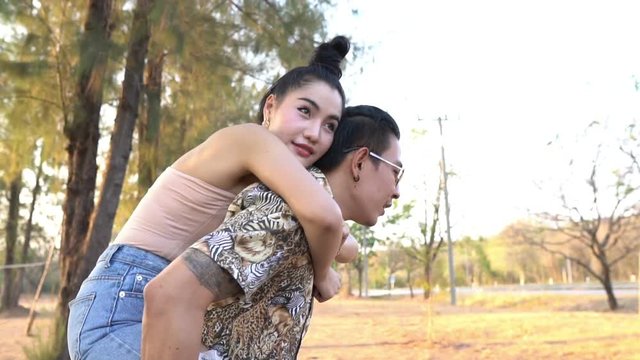 Picture of asian couple in love have fun,Happy people concept,Thailand people,Love is everything,Valentive day