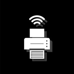 Printer with wi-fi connection icon flat