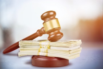 Justice scale gavel currency legal system auction gavel bribing