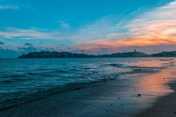Beautiful sunset in Acapulco's beach