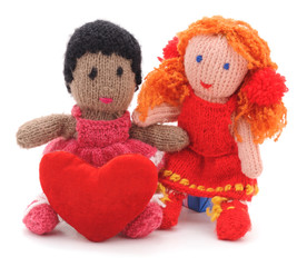 Knitted toys with heart.