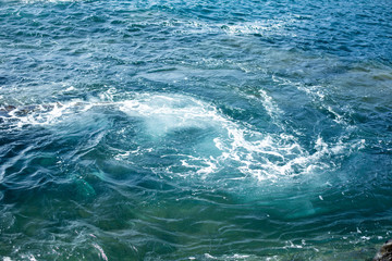 Waves splashing against the rocks. Lanzarote island.