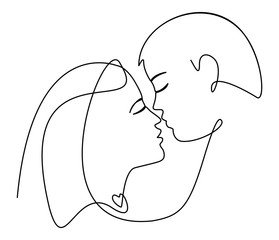 Lovers one line drawing art