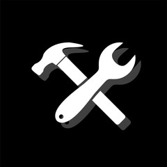 Crossed Wrench and Hammer icon flat
