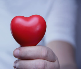 Fototapeta premium Holding a red heart in front of the person