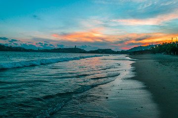 Beautiful sunset in Acapulco's beach