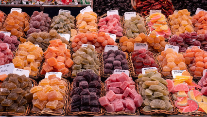 Fruit welding, marmalade sweet for sell in the market.