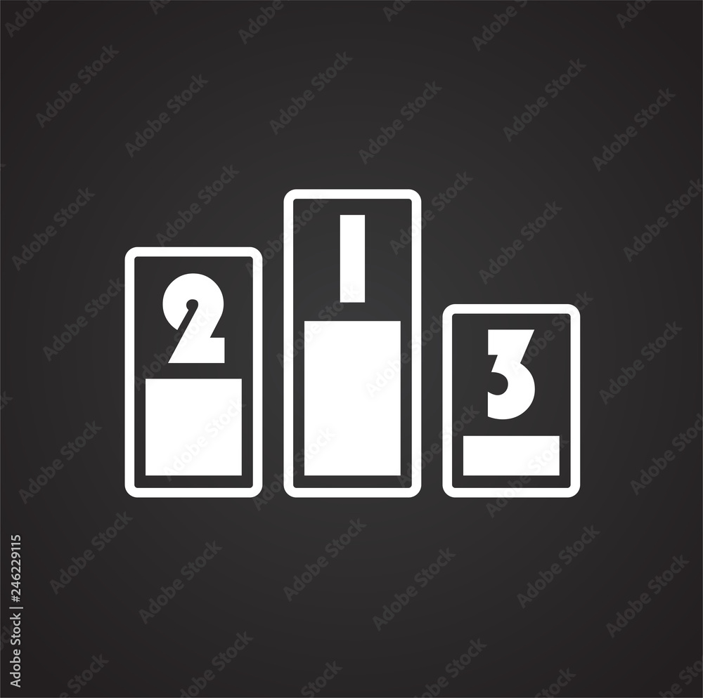 Poster winner places icon on black background for graphic and web design, modern simple vector sign. intern