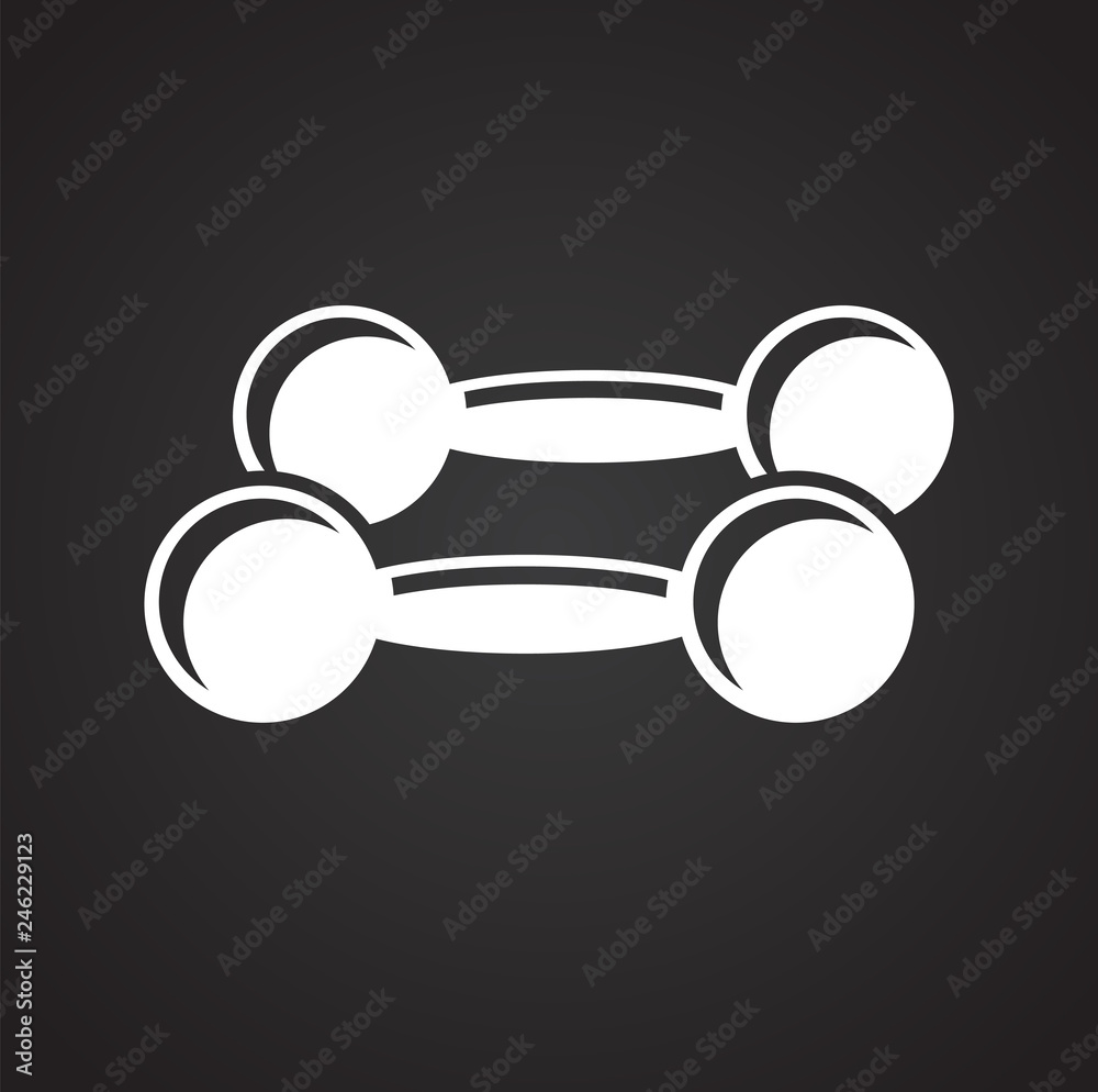 Poster dumbbell icon on black background for graphic and web design, modern simple vector sign. internet co