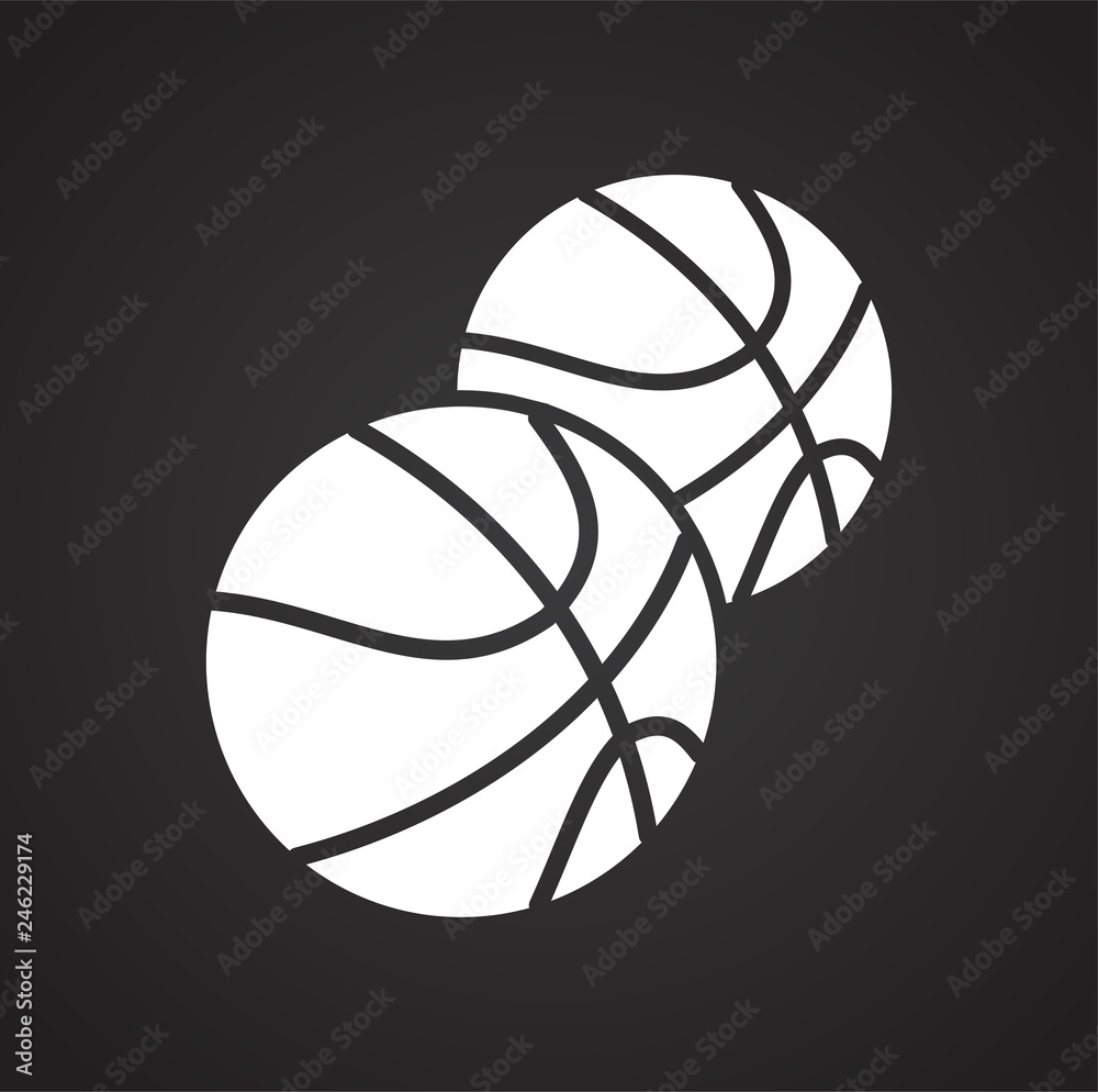 Poster baketball icon on black background for graphic and web design, modern simple vector sign. internet c