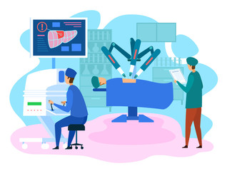 Robotic Surgery Clinic Futuristic Liver Operation.