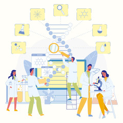 Medical Research Scientists Studying DNA Molecule.