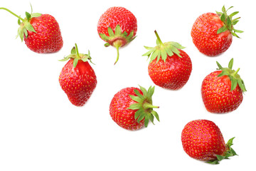 Strawberry isolated on white background. Healthy food. top view