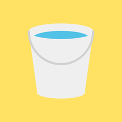 Bucket of water. Bucket. A bucket on a yellow background. Vector illustration. EPS 10.