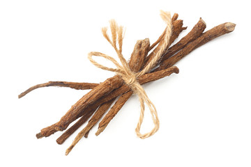 licorice roots isolated on white background