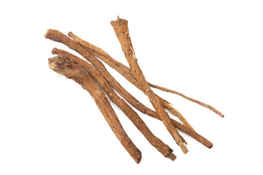 licorice roots isolated on white background