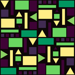 geometric figures of different colors and sizes on a dark color