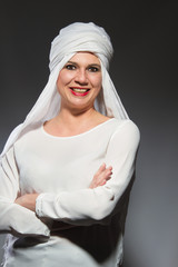 Beautiful woman  in white hijab