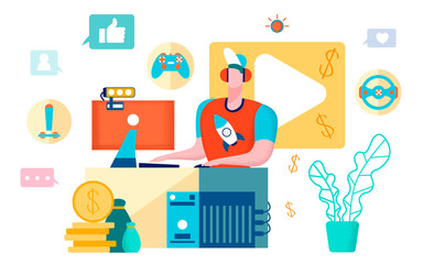 Video Game Blogger Young Vlogger Youtube Icons.