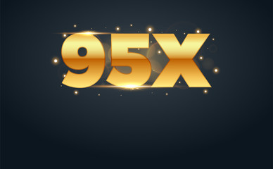 95x multiply number in Gold letters. Isolated Vector Illustration