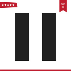 Pause icon vector. Pause button symbol isolated on white background.