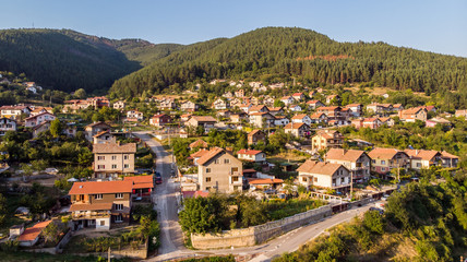 Fototapeta na wymiar aerial picture with dron of a small village close to sofia, Bulgaria