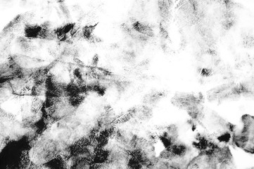 Dirty, grunge style messy texture made with fingers and dry brushes. Chaotic random graphic element for different design projects, posters, banners and social media posts promo designs. Black ink