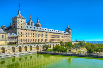 Royal Seat of San Lorenzo de El Escorial near Madrid, Spain - obrazy, fototapety, plakaty