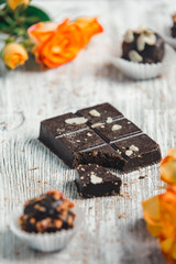 chocolate bar on light background