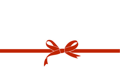Decorative Red bow with horizontal  ribbon isolated on white. Vector gift bow with red ribbon for page decor.