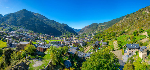 Aerial view of Encamp, Andorra - obrazy, fototapety, plakaty