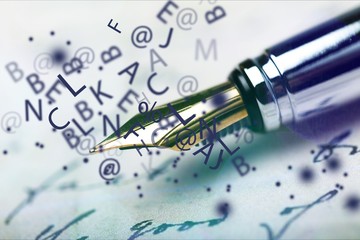 Close-up of Vintage Fountain pen on paper for business
