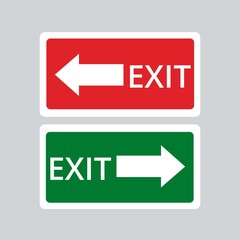 exit sign left and right in flat design