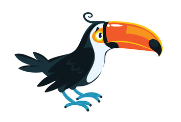 Toucan. Children vector illustration of funny bird