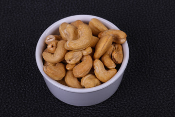 Cashew nuts heap in the bowl