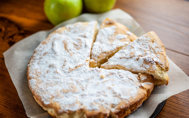 sponge cake with apples,Apple pie,pie with apples,apple dessert,apple cake,fruit pie ,fruit biscuit with powder
