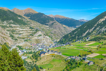 Canillo town nested in the valley of river Valira at Andorra © dudlajzov