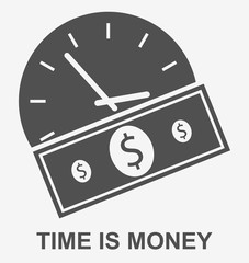 time is money icon. Flat design vector illustration
