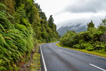the road that crosses the Westland Tai Poutini National Park