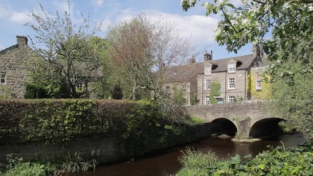 Cottages in Baslow Village, Derbyshire, England, UK, Europe 